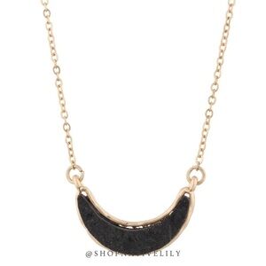 Jane Marie Druzy Bib Necklace Gold Black Sparkle Statement Chain OS NWT